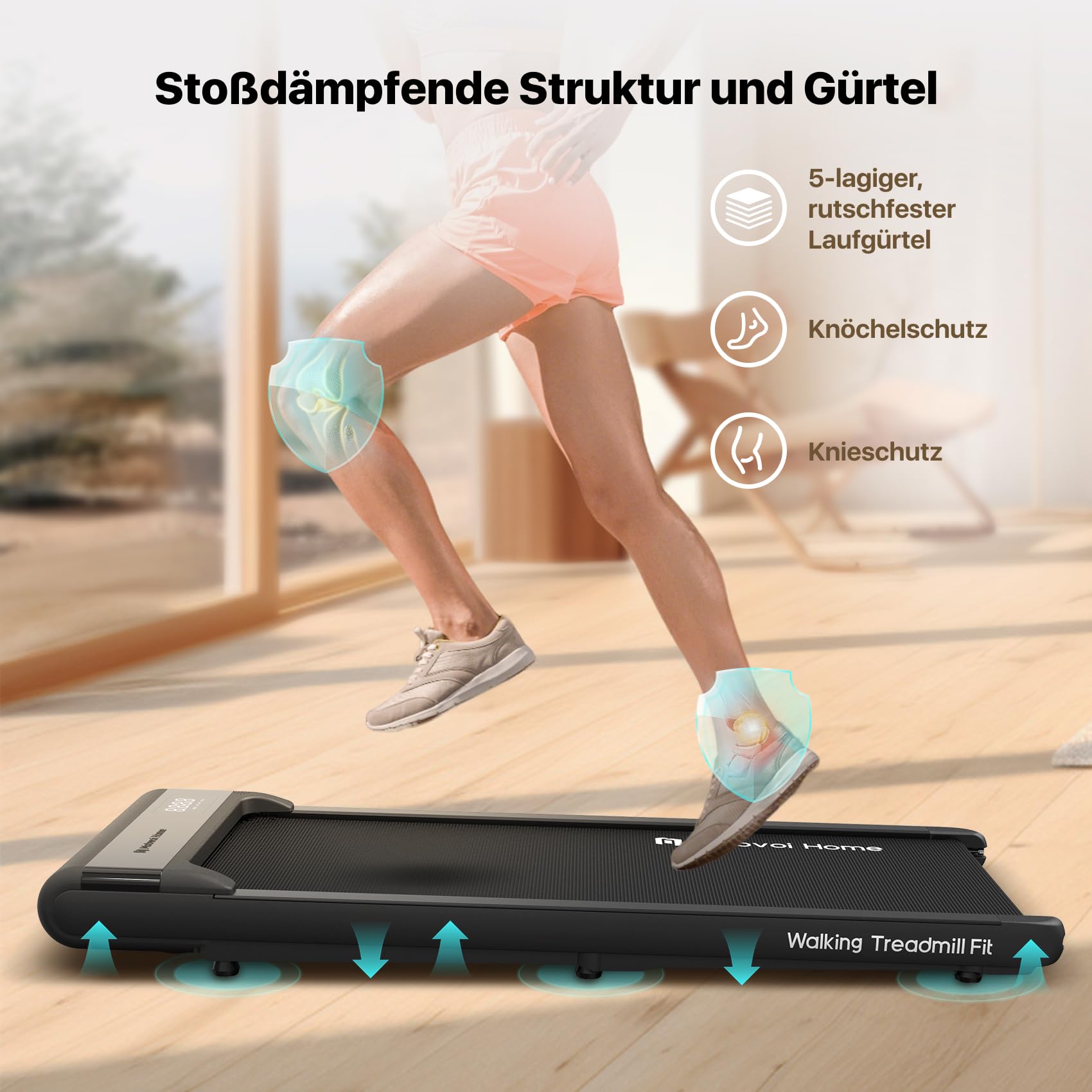 Mobvoi Walking Pad Intelligente KI Untertisch-Laufband, Tragbar, klein, 2-in-1-Laufbänder für Zuhause und Büro, Walking-Jogging-Laufband, TicSports Zwift Kinomap, Fernbedienung, 6 km/h, Platzsparend